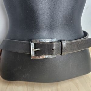 Suzi Roher Black Leather Belt Medium Silver Buckle Canada